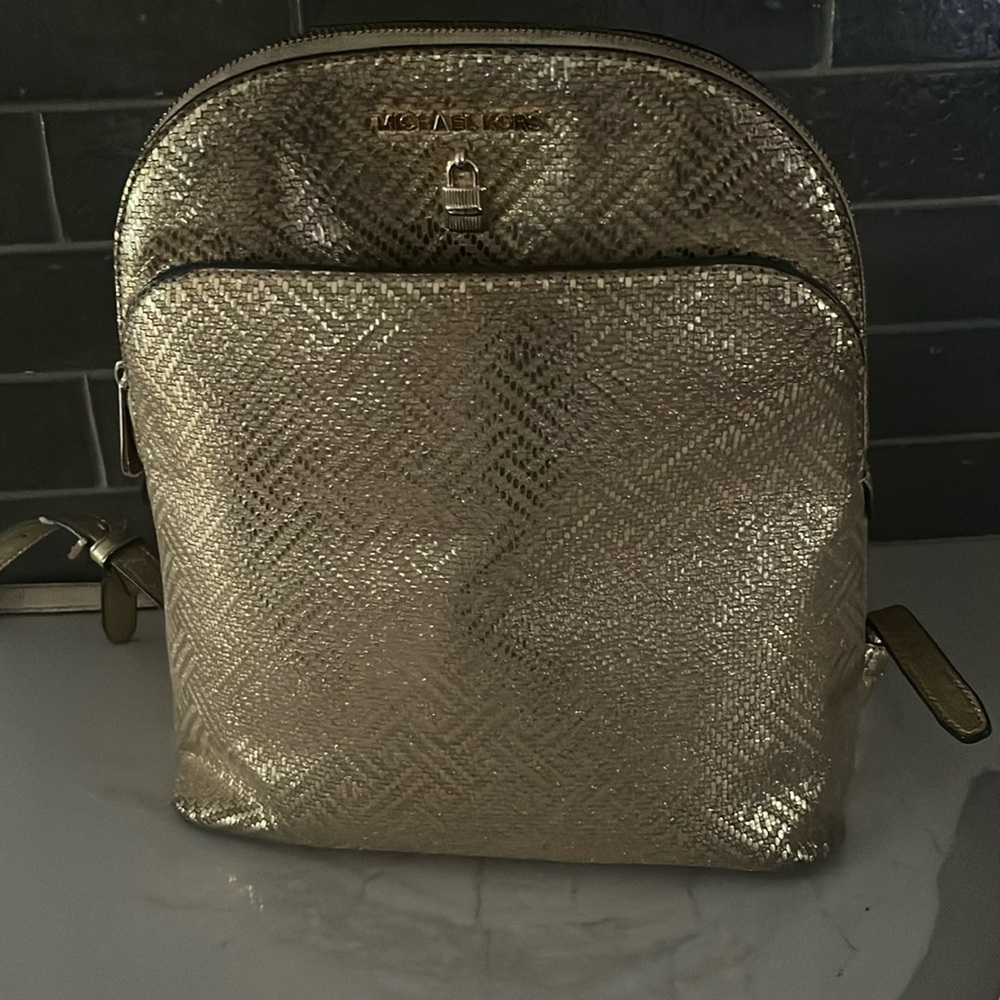 Michael Kors gold backpack purse